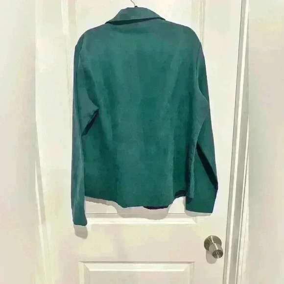 Size Large Lemon Grass Studio Women's Microfiber Blouse Button Up Emerald Green - Picture 5 of 5